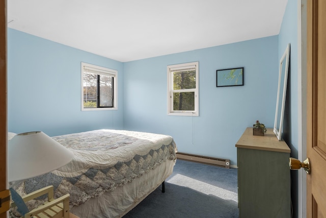 197 Ash Point Rd, Harpswell, ME 04079 - carpeted bedroom featuring a baseboard radiator