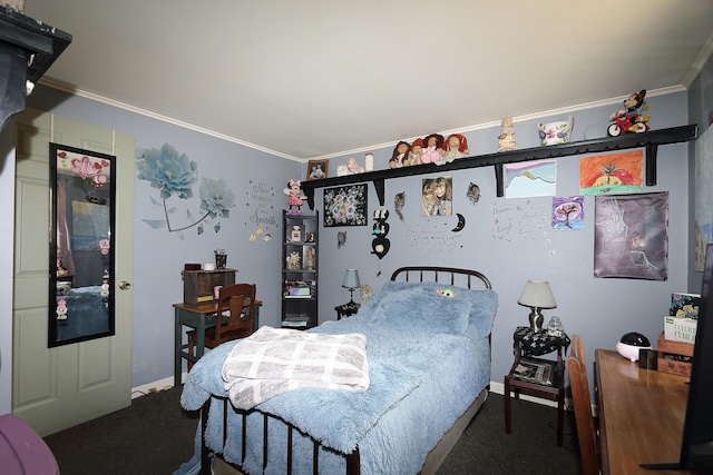 58 Skeetfield Rd, Oxford, ME 04270 - carpeted bedroom featuring ornamental molding and baseboards