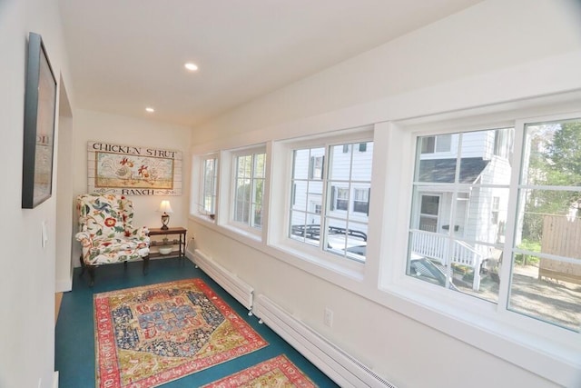 228 French St, Bangor, ME 04401 - sitting room featuring a baseboard radiator, recessed lighting, and baseboards