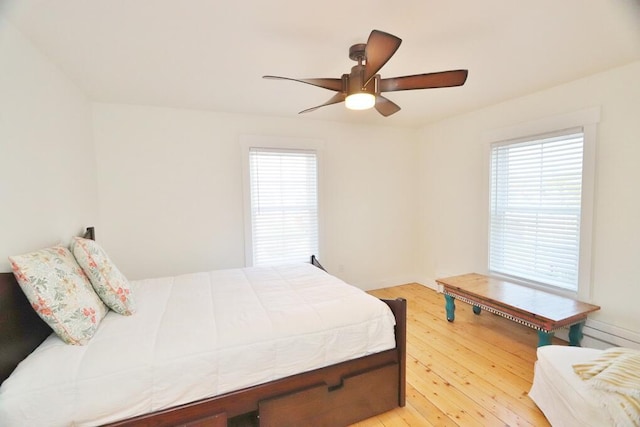 228 French St, Bangor, ME 04401 - bedroom featuring light wood-style flooring and ceiling fan