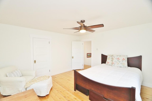 228 French St, Bangor, ME 04401 - bedroom with light wood finished floors, a ceiling fan, and baseboards