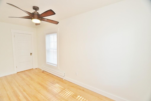 228 French St, Bangor, ME 04401 - empty room featuring baseboards, light wood-type flooring, and ceiling fan