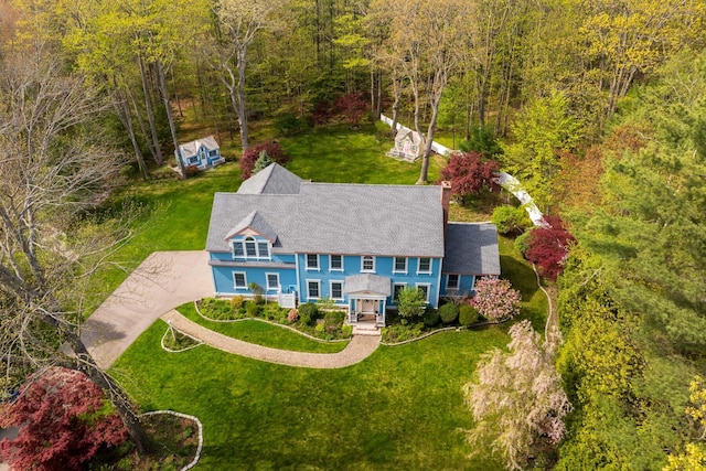 31 Rebecca Rd, Ogunquit, ME 03907 - view from above of property featuring a heavily wooded area