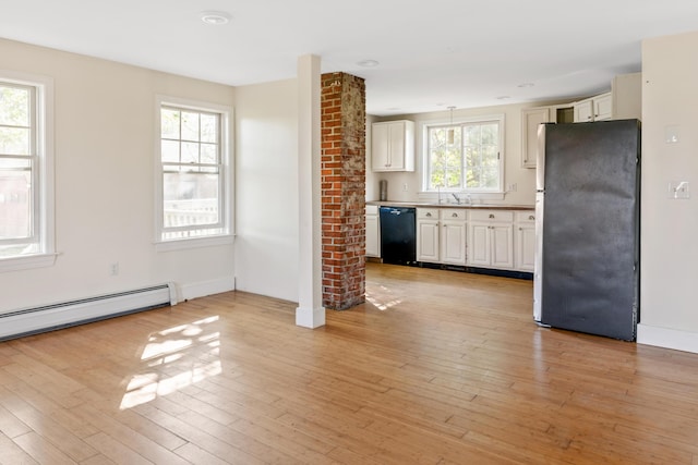 185 Depot Rd, Eliot, ME 03903 - kitchen featuring freestanding refrigerator, dishwasher, healthy amount of natural light, and light wood-style flooring