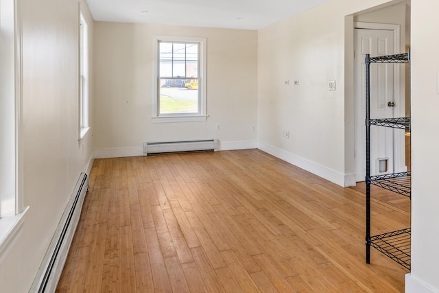 185 Depot Rd, Eliot, ME 03903 - unfurnished room with a baseboard heating unit, light wood-style flooring, and baseboards