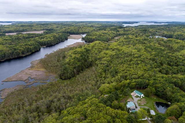 31 Lakeview Dr, West Bath, ME 04530 - aerial view of property and surrounding area featuring a forest and a nearby body of water