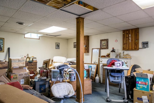 31 Lakeview Dr, West Bath, ME 04530 - finished below grade area featuring a drop ceiling and carpet flooring