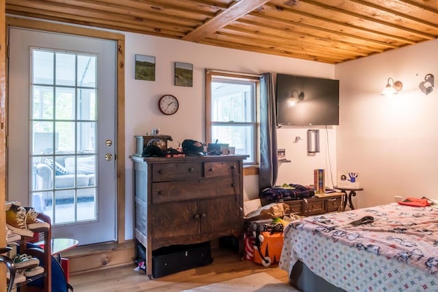 31 Lakeview Dr, West Bath, ME 04530 - bedroom featuring wood finished floors and wooden ceiling