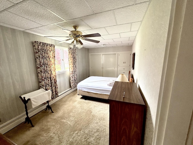187 Maine Ave, Millinocket, ME 04462 - carpeted bedroom with a ceiling fan and a textured wall