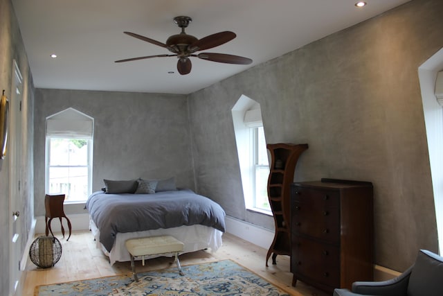 67 Pascal Ave, Rockport, ME 04856 - bedroom featuring wood finished floors, recessed lighting, and ceiling fan