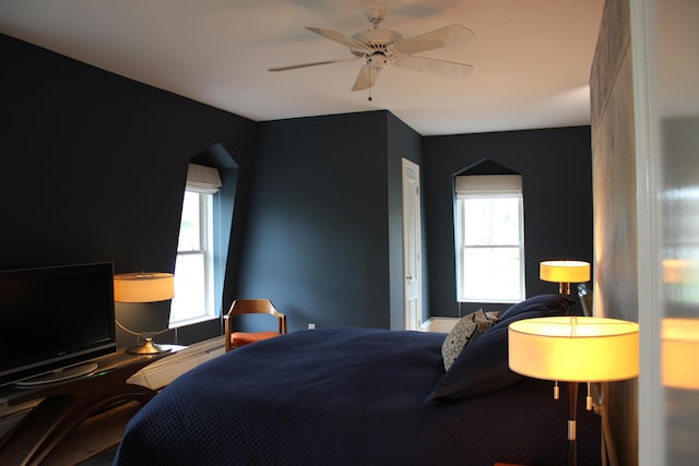67 Pascal Ave, Rockport, ME 04856 - bedroom with multiple windows and ceiling fan