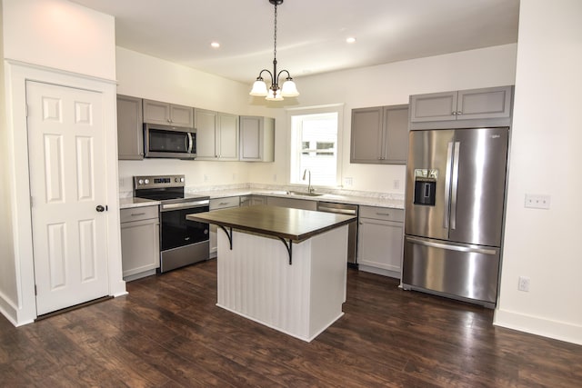 33 Main St, Cornish, ME 04020 - kitchen with appliances with stainless steel finishes, gray cabinets, a sink, and recessed lighting