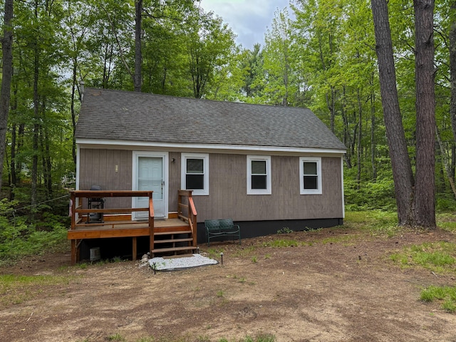 3 Trout Ln, Brownfield, ME 04010 - view of front of house with a shingled roof and a deck