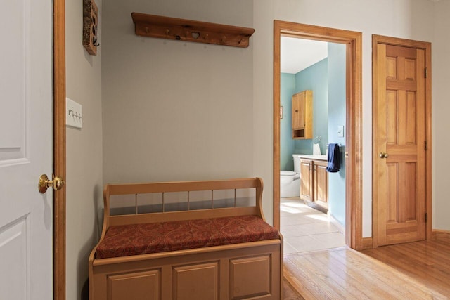 43 W Lynne Ave, Portland, ME 04103 - mudroom featuring light wood-type flooring and baseboards