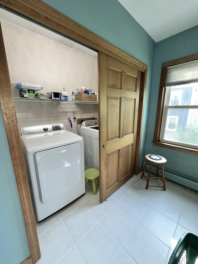 43 W Lynne Ave, Portland, ME 04103 - laundry room featuring washing machine and dryer and light tile patterned floors
