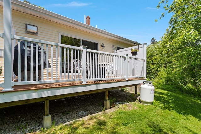 12 Kimberly Ct Unit 1, Portland, ME 04103 - back of house featuring a deck, a chimney, and a yard