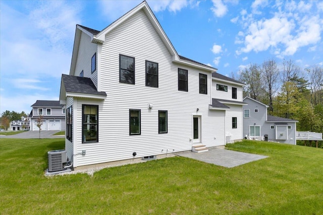 5 Cobblestone St Unit 53, Falmouth, ME 04105 - back of house featuring entry steps, central air condition unit, a yard, and a patio