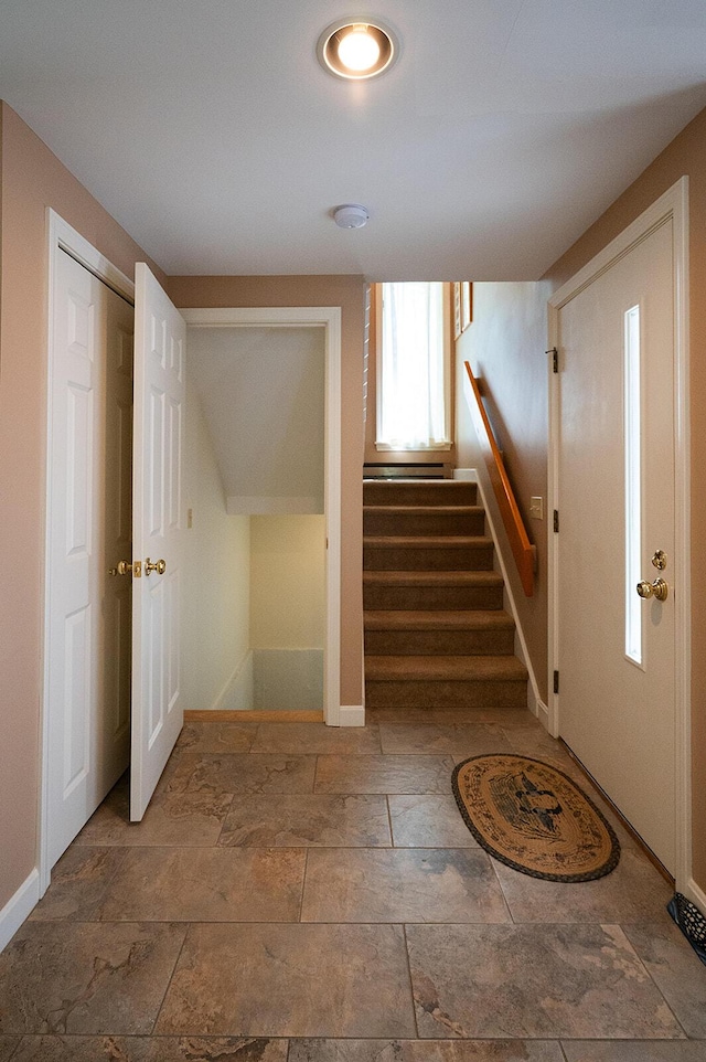 7 Goodridge Dr Unit 7, Naples, ME 04055 - stairs featuring baseboards and stone tile flooring