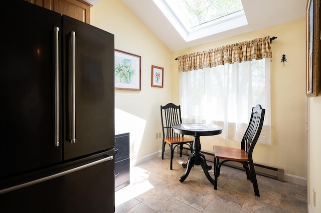 7 Goodridge Dr Unit 7, Naples, ME 04055 - dining room featuring a skylight, vaulted ceiling, and baseboards