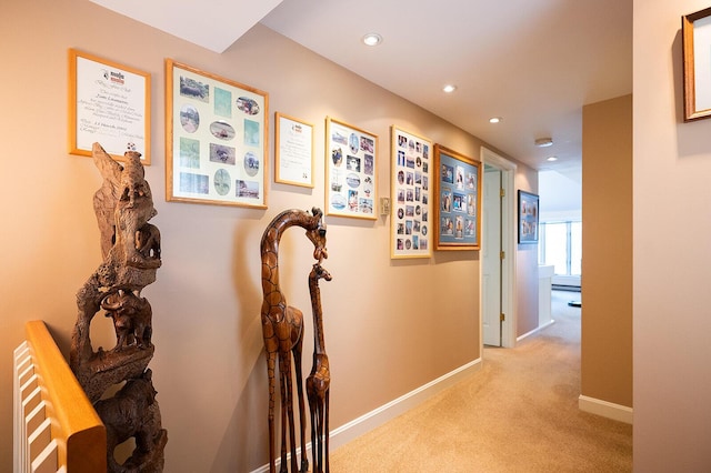 7 Goodridge Dr Unit 7, Naples, ME 04055 - corridor featuring baseboards, light carpet, and recessed lighting