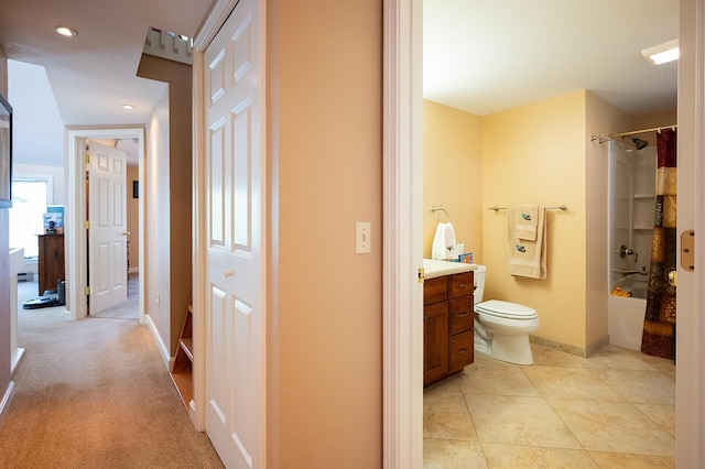 7 Goodridge Dr Unit 7, Naples, ME 04055 - hall featuring baseboards, recessed lighting, and light tile patterned floors