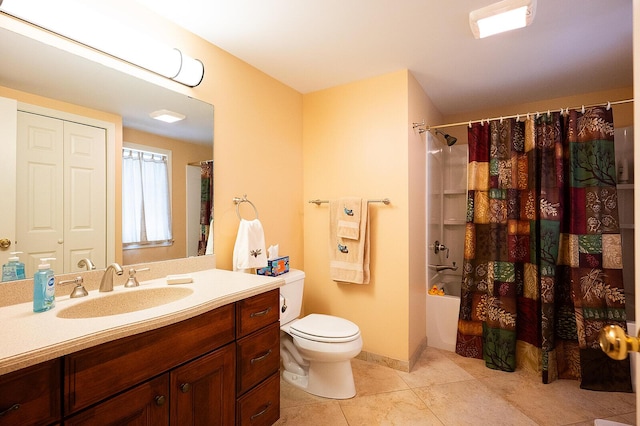 7 Goodridge Dr Unit 7, Naples, ME 04055 - bathroom featuring vanity, toilet, tile patterned flooring, and shower / tub combo with curtain