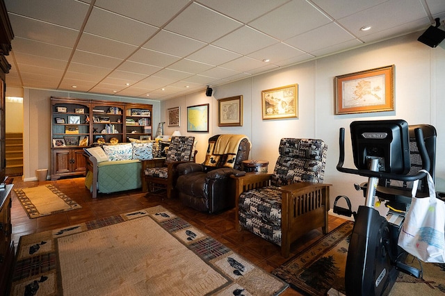 7 Goodridge Dr Unit 7, Naples, ME 04055 - living area featuring a paneled ceiling and recessed lighting