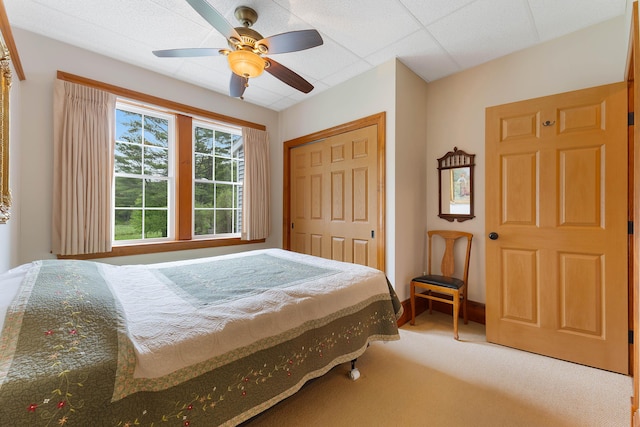 96 Grove St, Lewiston, ME 04240 - carpeted bedroom featuring a closet and a ceiling fan