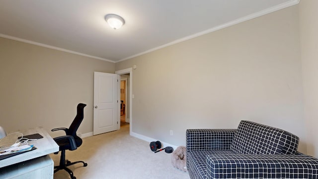 17 Wellman St, Lewiston, ME 04240 - office area with ornamental molding, light colored carpet, and baseboards