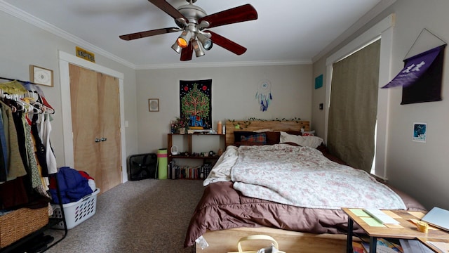 17 Wellman St, Lewiston, ME 04240 - bedroom featuring crown molding, carpet floors, and ceiling fan