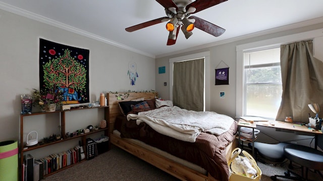 17 Wellman St, Lewiston, ME 04240 - bedroom featuring crown molding, carpet, and a ceiling fan