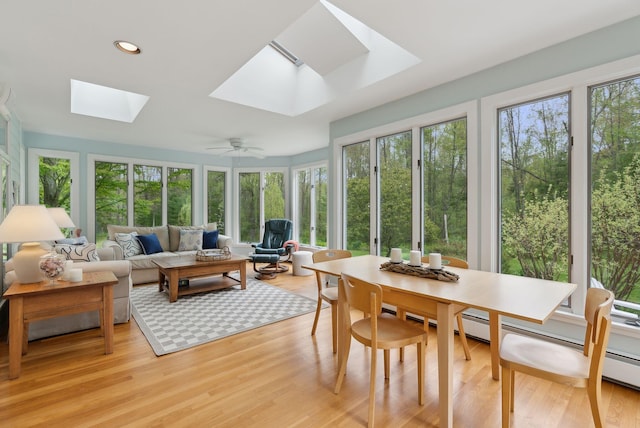 71 N St, Kennebunkport, ME 04046 - sunroom featuring a skylight, plenty of natural light, wood finished floors, a deck, and recessed lighting
