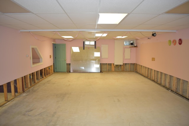 306 Campbell Rd, Leeds, ME 04263 - empty room with a paneled ceiling and concrete flooring