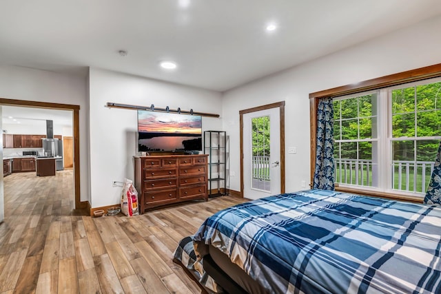 66 Mcnally Rd, Clinton, ME 04927 - bedroom with access to outside, light wood-type flooring, baseboards, and recessed lighting