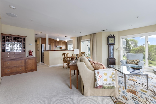 215 High St Unit 101, South Portland, ME 04106 - living area with light carpet, baseboards, and recessed lighting