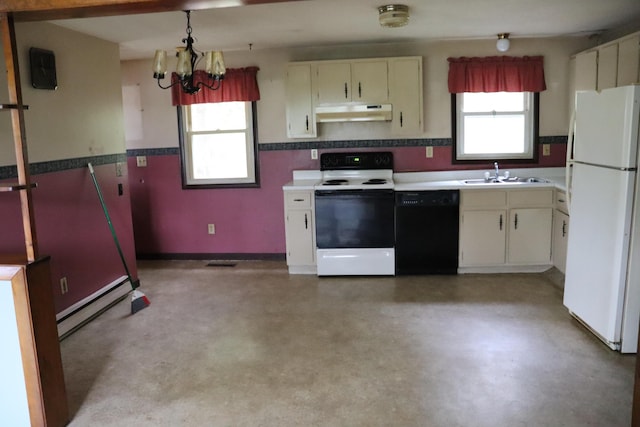 113 Pleasant St, Greenville, ME 04441 - kitchen with freestanding refrigerator, dishwasher, electric range, and plenty of natural light