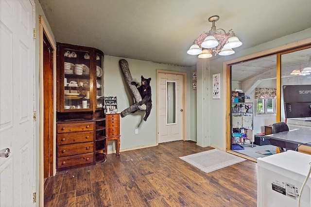 753 Ridge Rd, Windsor, ME 04363 - foyer featuring a chandelier and wood finished floors