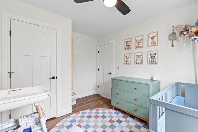 64 Autumn Rdg, Sabattus, ME 04280 - bedroom featuring wood finished floors, baseboards, and ceiling fan