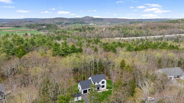 64 Autumn Rdg, Sabattus, ME 04280 - aerial view of property and surrounding area featuring a forest and mountains
