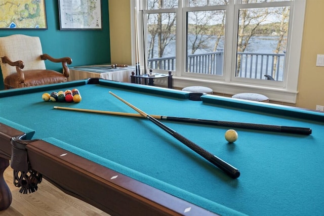 50 Higbee Ln, Boothbay, ME 04571 - game room featuring billiards, plenty of natural light, and wood finished floors
