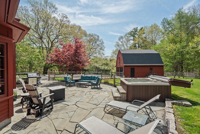 70 Cider Hill Rd, York, ME 03909 - view of patio featuring a hot tub, outdoor lounge area, and a grill