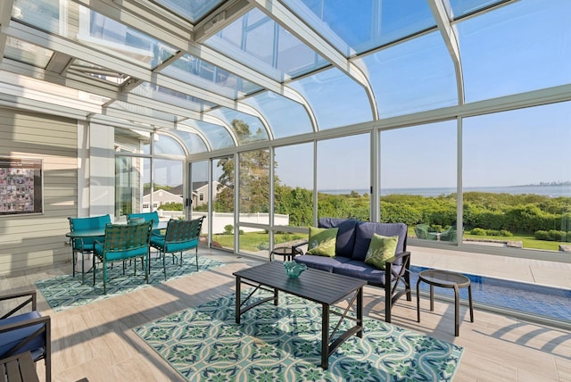 25 Ocean Ave, Cape Elizabeth, ME 04107 - sunroom / solarium featuring an outdoor living space, outdoor dining space, and a water view