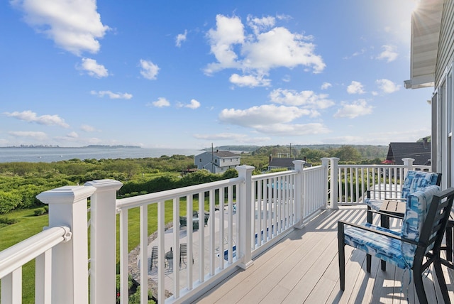 25 Ocean Ave, Cape Elizabeth, ME 04107 - wooden terrace with a water view