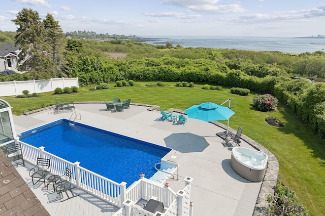 25 Ocean Ave, Cape Elizabeth, ME 04107 - view of swimming pool with a patio and a water view