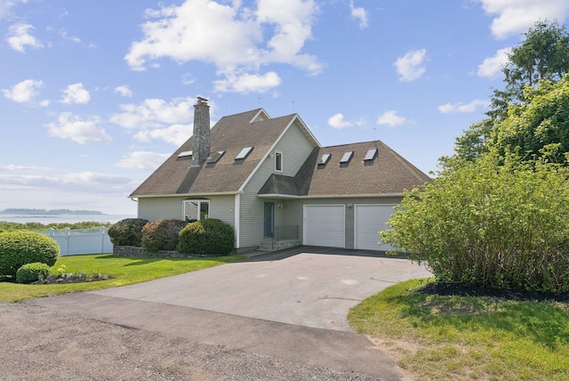 25 Ocean Ave, Cape Elizabeth, ME 04107 - view of front of home featuring driveway, a garage, a chimney, and a shingled roof