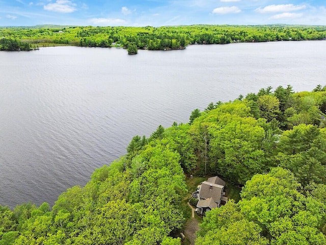 282 Pierces Point Rd, Windsor, ME 04363 - view from above of property featuring a nearby body of water and a forest