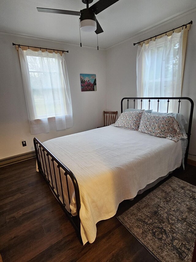 42 Old Mill Rd, Bristol, ME 04554 - bedroom featuring wood finished floors, baseboards, and a ceiling fan