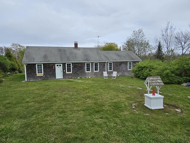 42 Old Mill Rd, Bristol, ME 04554 - rear view of property featuring a yard and a chimney