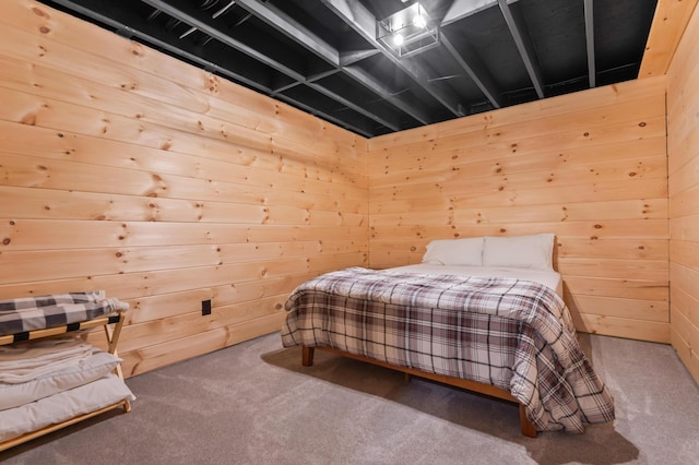 3935 Main St, Rangeley, ME 04970 - bedroom with carpet and wood walls