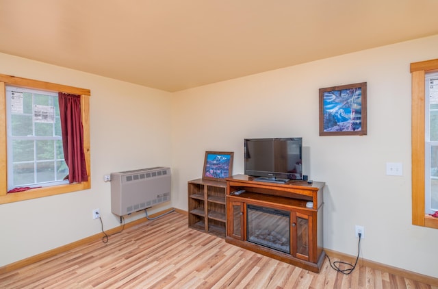 22 Partridge Ln, Medford, ME 04463 - living area with heating unit, wood finished floors, and baseboards